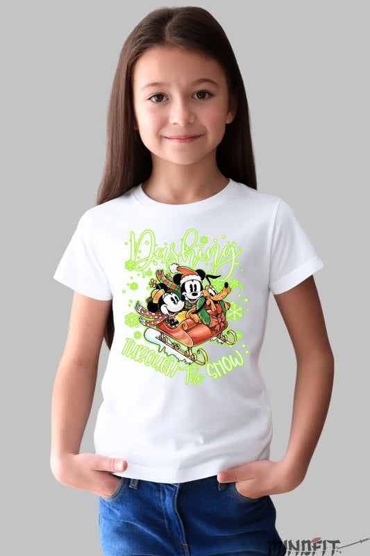 Tricou De Craciun Copii - Sania Vesela de Sarbatori fata alb