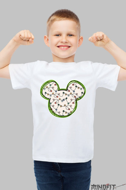 Tricou De Craciun Copii - Silueta Festiva Cu Instalatie baiat alb