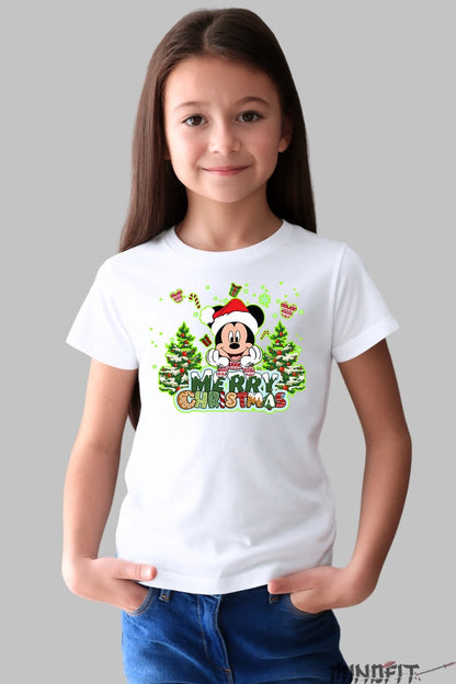 Tricou De Craciun Copii - Soricelul Vesel si Bradutii Magici fata alb