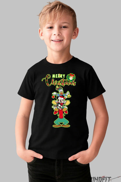 Tricou De Craciun Copii - Trio Vesel Disney baiat negru