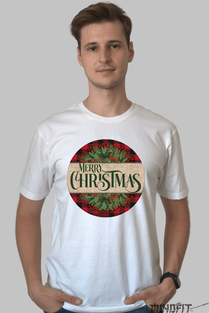 Tricou De Craciun - Coronita Festiva Merry Christmas barbat alb