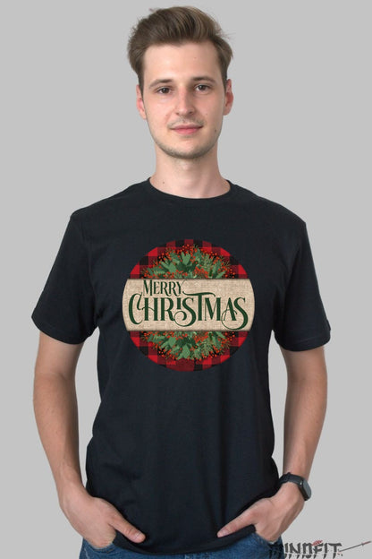 Tricou De Craciun - Coronita Festiva Merry Christmas barbat negru