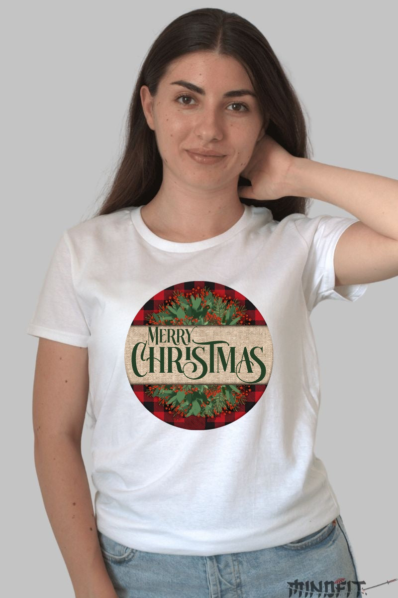 Tricou De Craciun - Coronita Festiva Merry Christmas dama alb