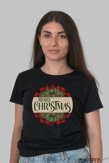 Tricou De Craciun - Coronita Festiva Merry Christmas dama negru