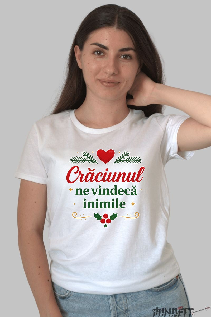 Tricou De Craciun - Craciunul Ne Vindeca Inimile barbat negru