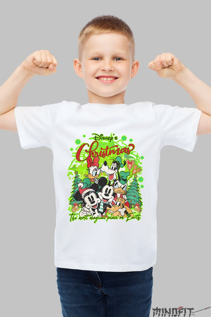Tricou De Craciun Disney - Magia Sarbatorilor in Familie baiat alb