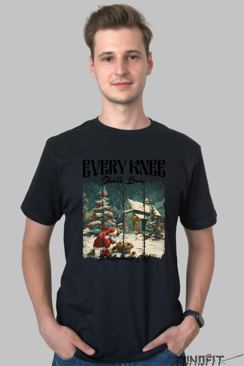 Tricou De Craciun - Every Knee Shall Bow barbat negru