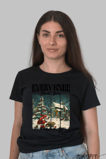 Tricou De Craciun - Every Knee Shall Bow dama negru
