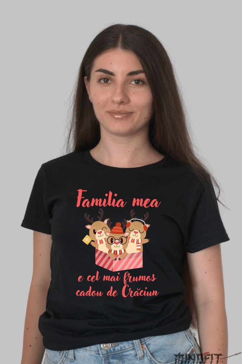 Tricou De Craciun - Familia Mea Cadou Special dama negru