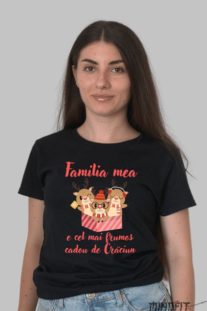 Tricou De Craciun - Familia Mea Cadou Special dama negru