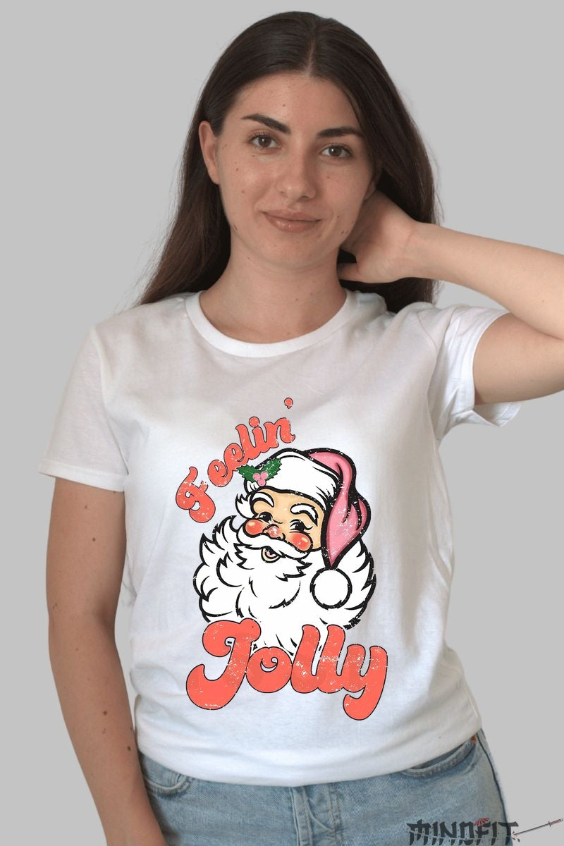 Tricou De Craciun - Feelin' Jolly Cu Mosul dama alb