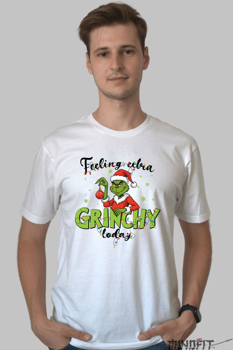 Tricou De Craciun - Feeling Grinchy Today barbat alb