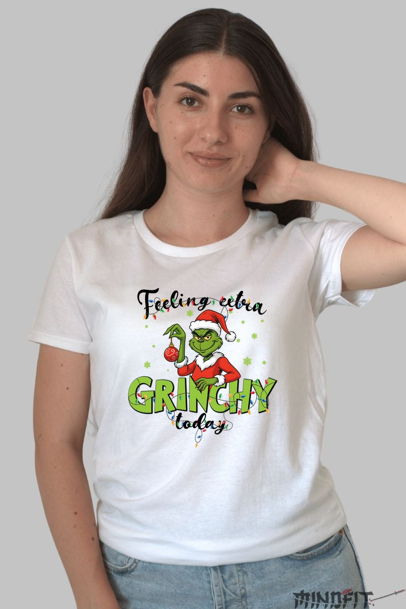 Tricou De Craciun - Feeling Grinchy Today dama alb