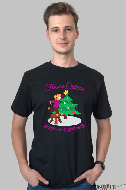 Tricou De Craciun - Fiecare Craciun Incepe Cu O Speranta barbat negru