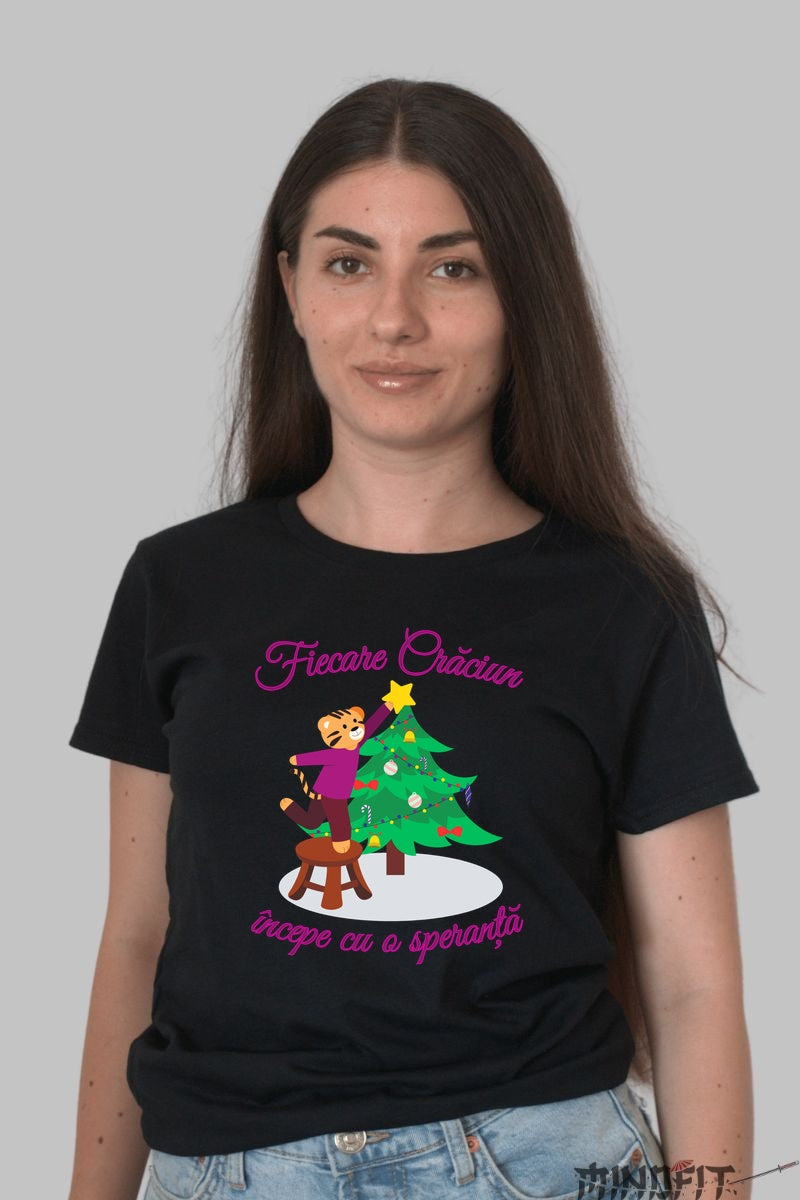 Tricou De Craciun - Fiecare Craciun Incepe Cu O Speranta dama negru