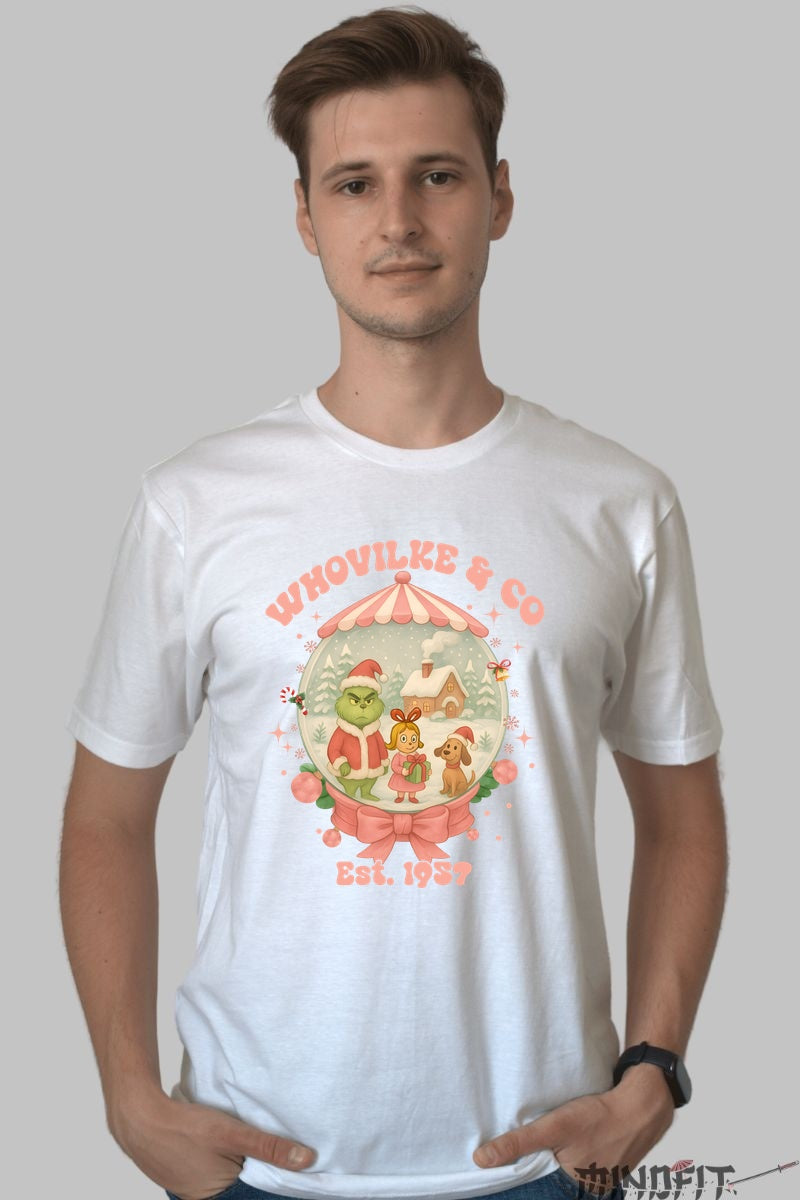 Tricou De Craciun - Glob Fermecat Whoville barbat alb