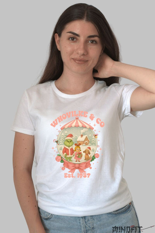 Tricou De Craciun - Glob Fermecat Whoville dama alb