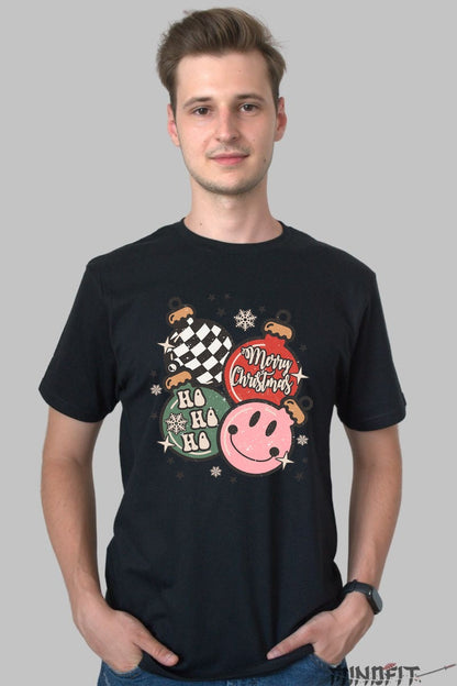 Tricou De Craciun - Globuri Vesele Si Zambete barbat negru