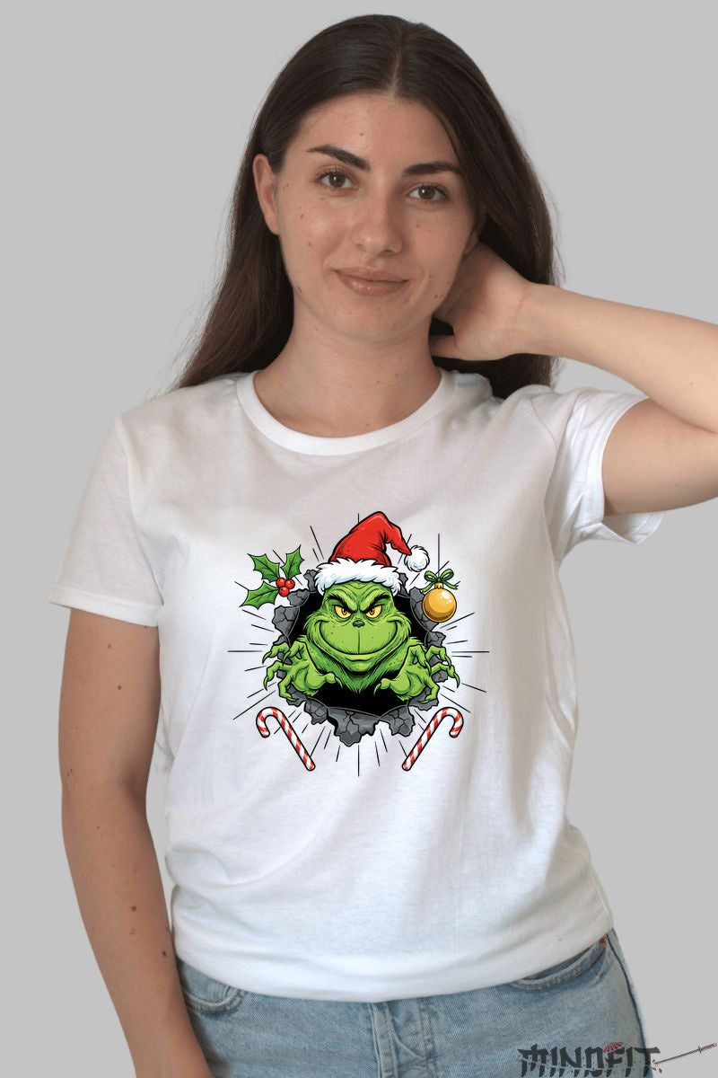 Tricou De Craciun - Grinch Cel Poznas dama alb