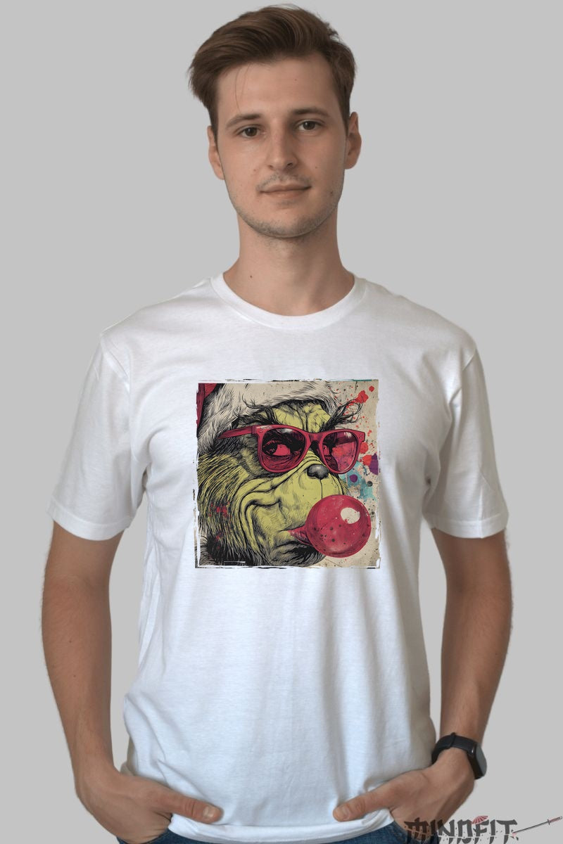 Tricou De Craciun - Grinch Cool Cu Guma barbat alb