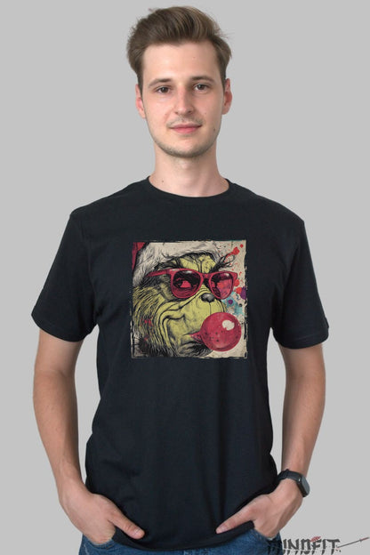 Tricou De Craciun - Grinch Cool Cu Guma barbat negru