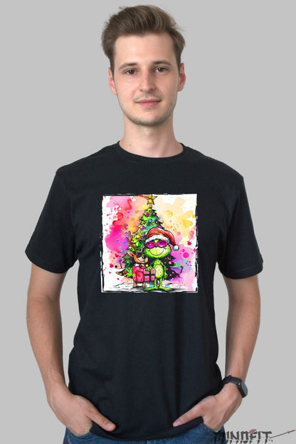 Tricou De Craciun - Grinch Cool Si Renul Festiv barbat negru