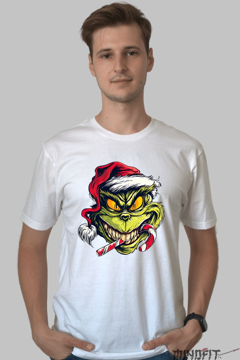 Tricou De Craciun - Grinch Cu Acadea barbat alb