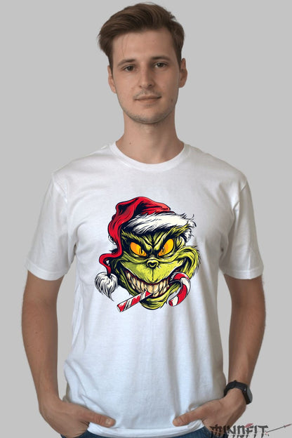 Tricou De Craciun - Grinch Cu Acadea barbat alb