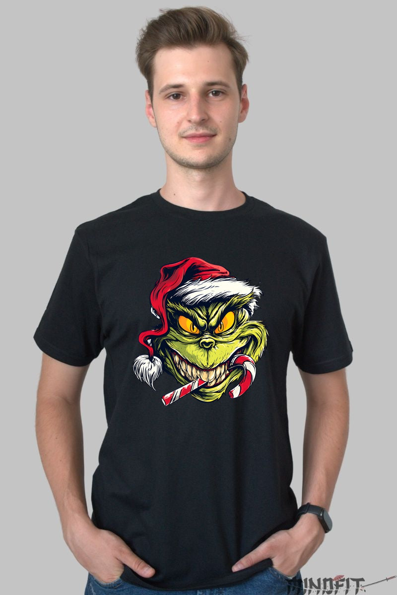 Tricou De Craciun - Grinch Cu Acadea barbat negru