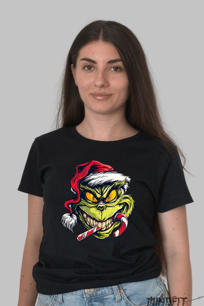 Tricou De Craciun - Grinch Cu Acadea dama negru