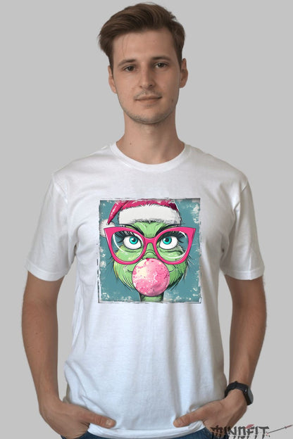 Tricou De Craciun - Grinch Cu Ochelari Si Bomboana barbat alb