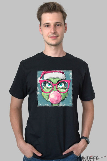 Tricou De Craciun - Grinch Cu Ochelari Si Bomboana barbat negru