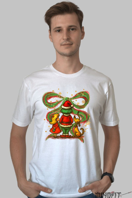 Tricou De Craciun - Grinch, Fetita Si Catelul Magic barbat alb