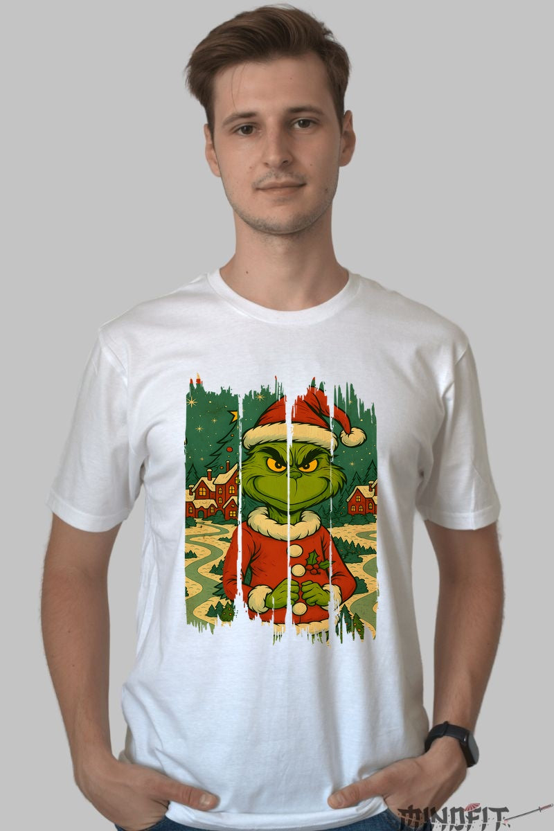 Tricou De Craciun - Grinch In Satul Magic barbat alb