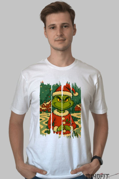 Tricou De Craciun - Grinch In Satul Magic barbat alb