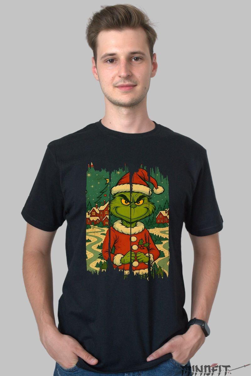 Tricou De Craciun - Grinch In Satul Magic barbat negru
