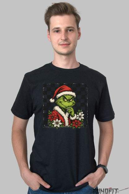 Tricou De Craciun - Grinch Sarbatorile Nu Ma Impresioneaza barbat negru