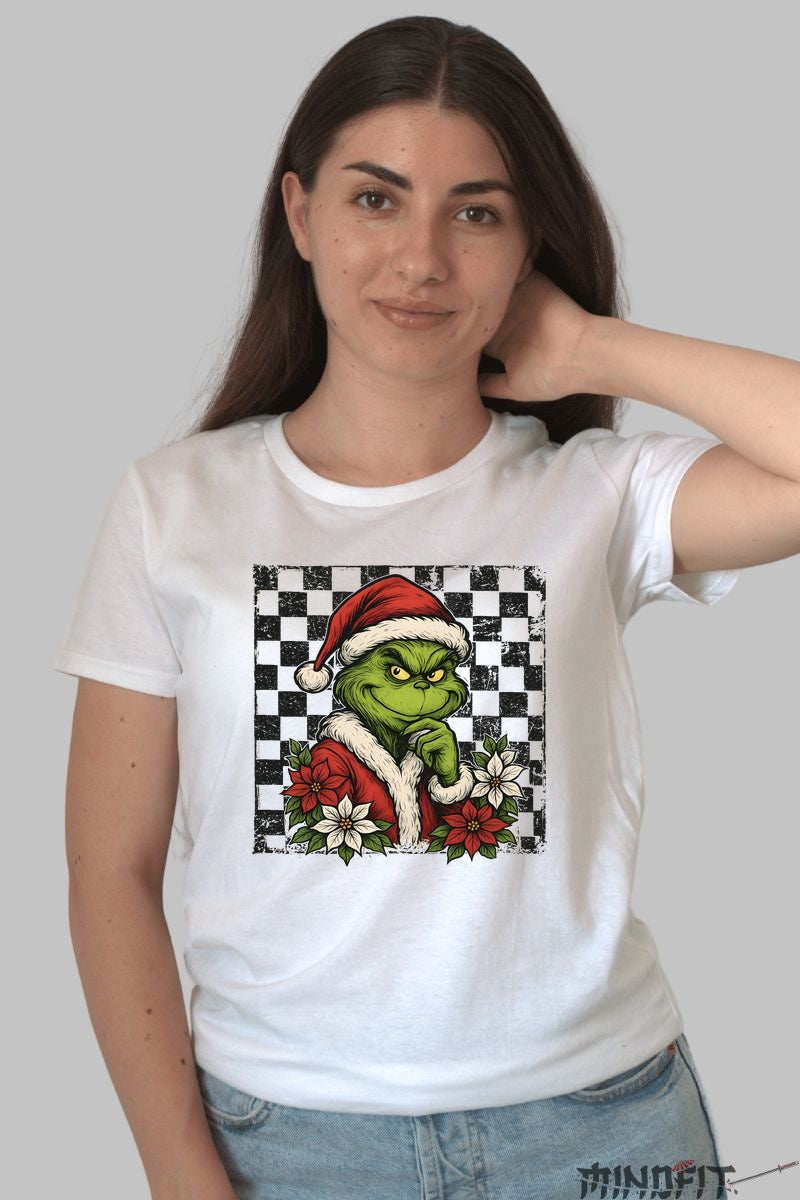 Tricou De Craciun - Grinch Sarbatorile Nu Ma Impresioneaza dama alb