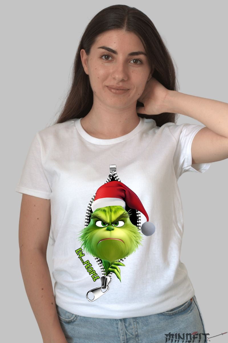 Tricou De Craciun - Grinch Sarbatorile Nu-Sunt-Pentru-Toti dama alb
