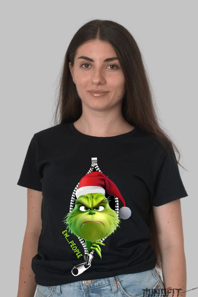 Tricou De Craciun - Grinch Sarbatorile Nu-Sunt-Pentru-Toti dama negru
