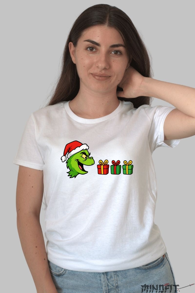 Tricou De Craciun - Grinch Si Cadourile dama alb
