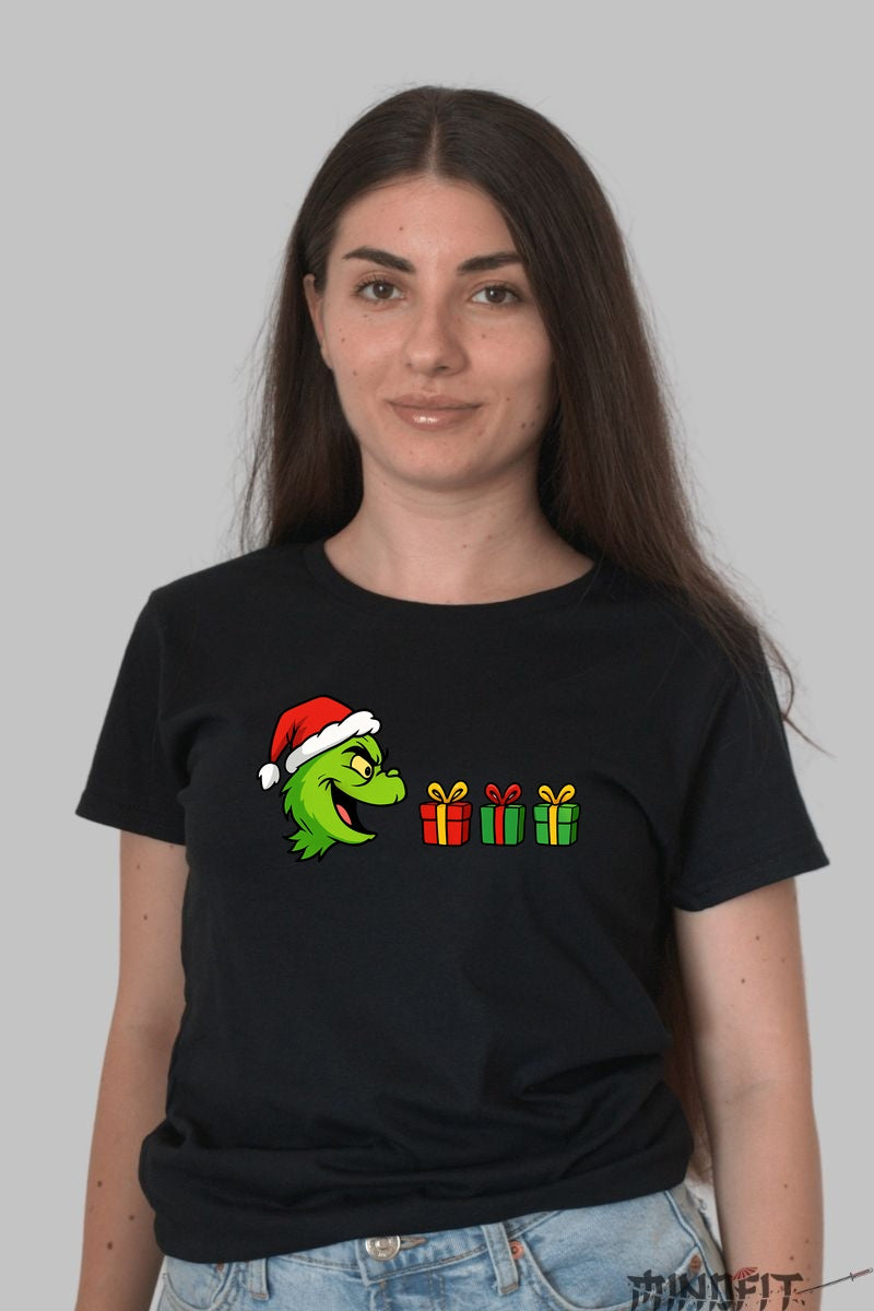 Tricou De Craciun - Grinch Si Cadourile dama negru