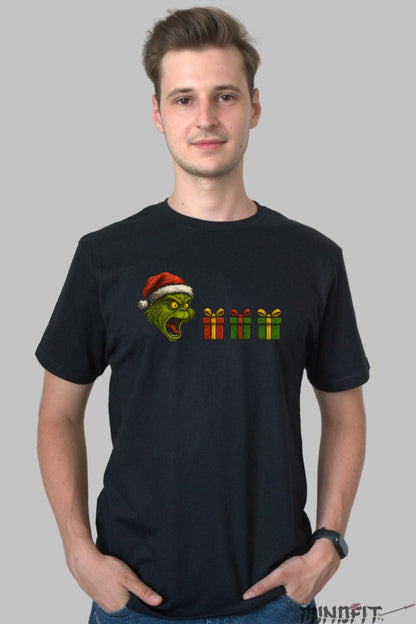 Tricou De Craciun - Grinch Si Cadourile Furate barbat negru