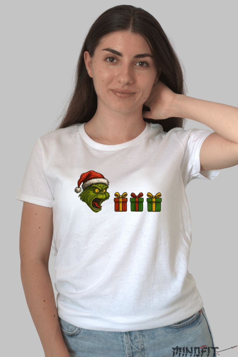 Tricou De Craciun - Grinch Si Cadourile Furate dama alb