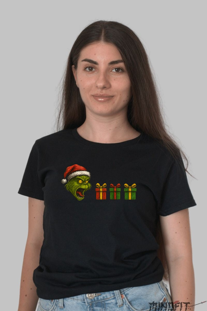 Tricou De Craciun - Grinch Si Cadourile Furate dama negru