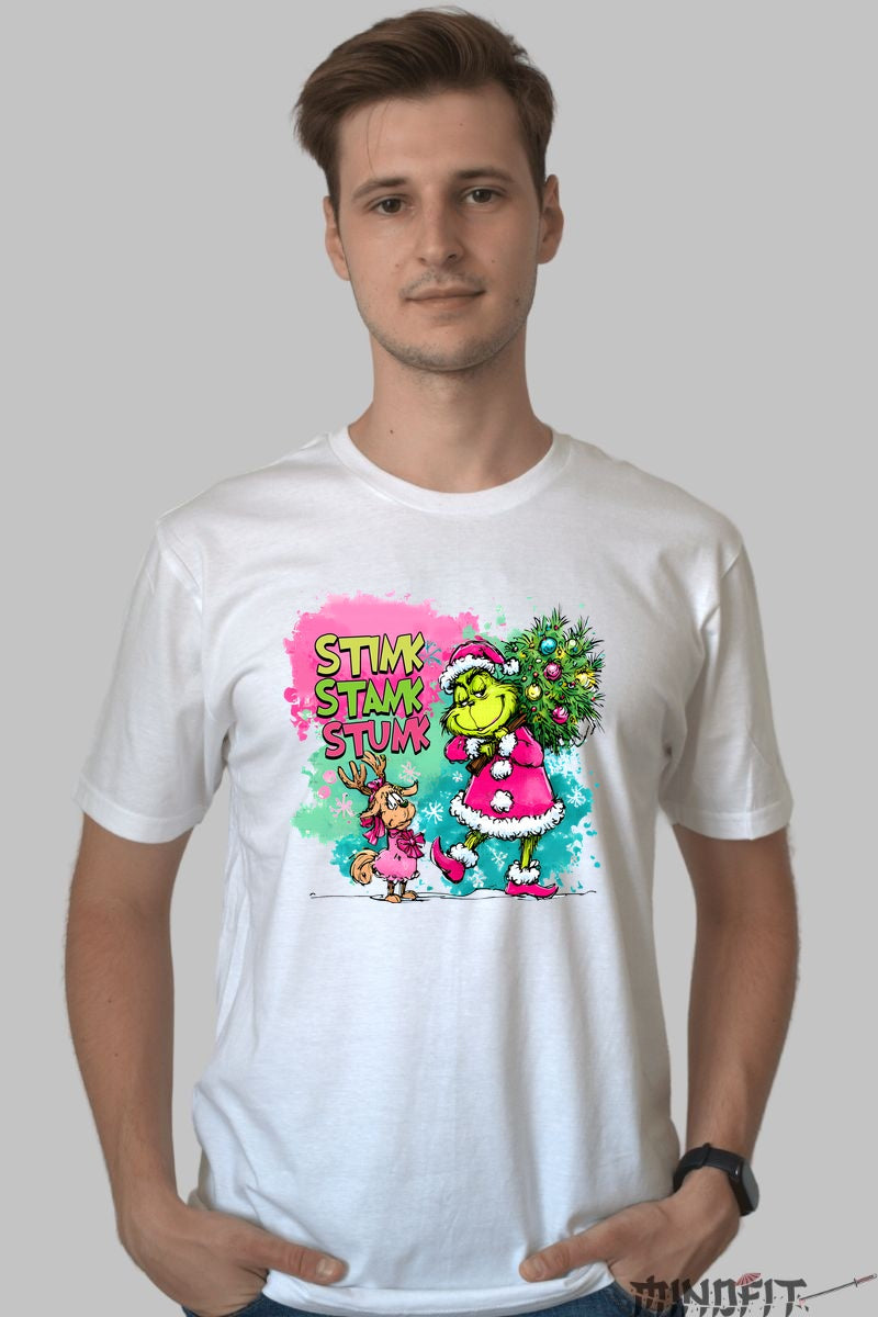 Tricou De Craciun - Grinch Si Max cu Bradul Furatat barbat alb