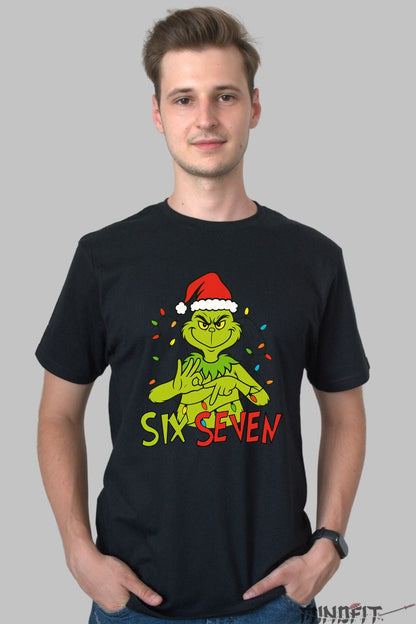Tricou De Craciun - Grinch Six Seven barbat negru