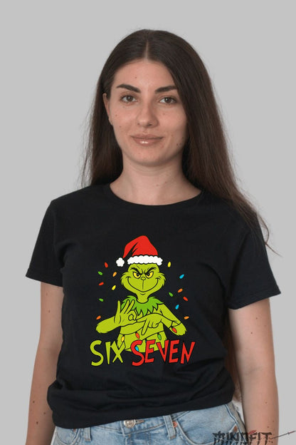Tricou De Craciun - Grinch Six Seven dama negru
