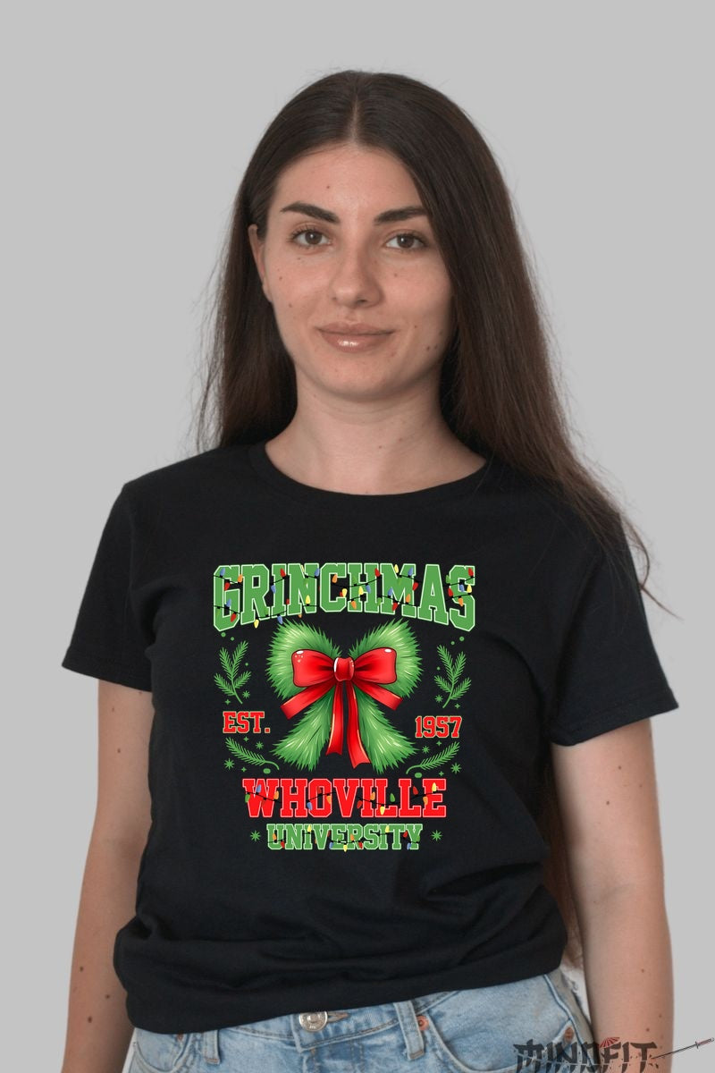 Tricou De Craciun - Grinchmas Whoville University dama negru