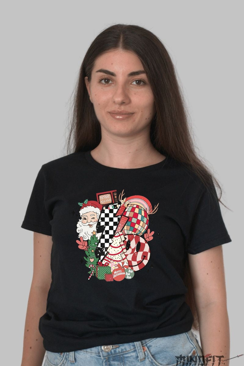 Tricou De Craciun - Haos Festiv Cu Mosul dama negru